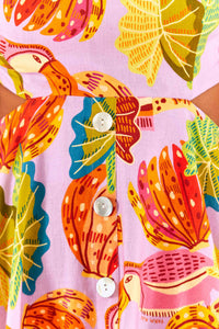 Robe midi Beaks & Bananas en lin - Orange