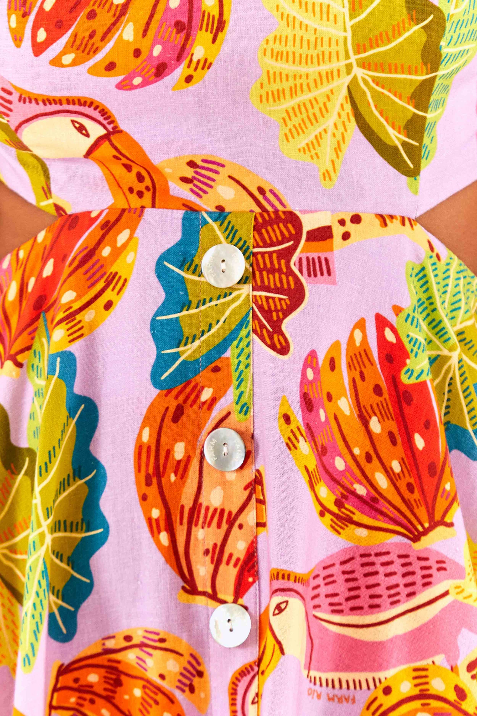 Robe midi Beaks & Bananas en lin - Orange