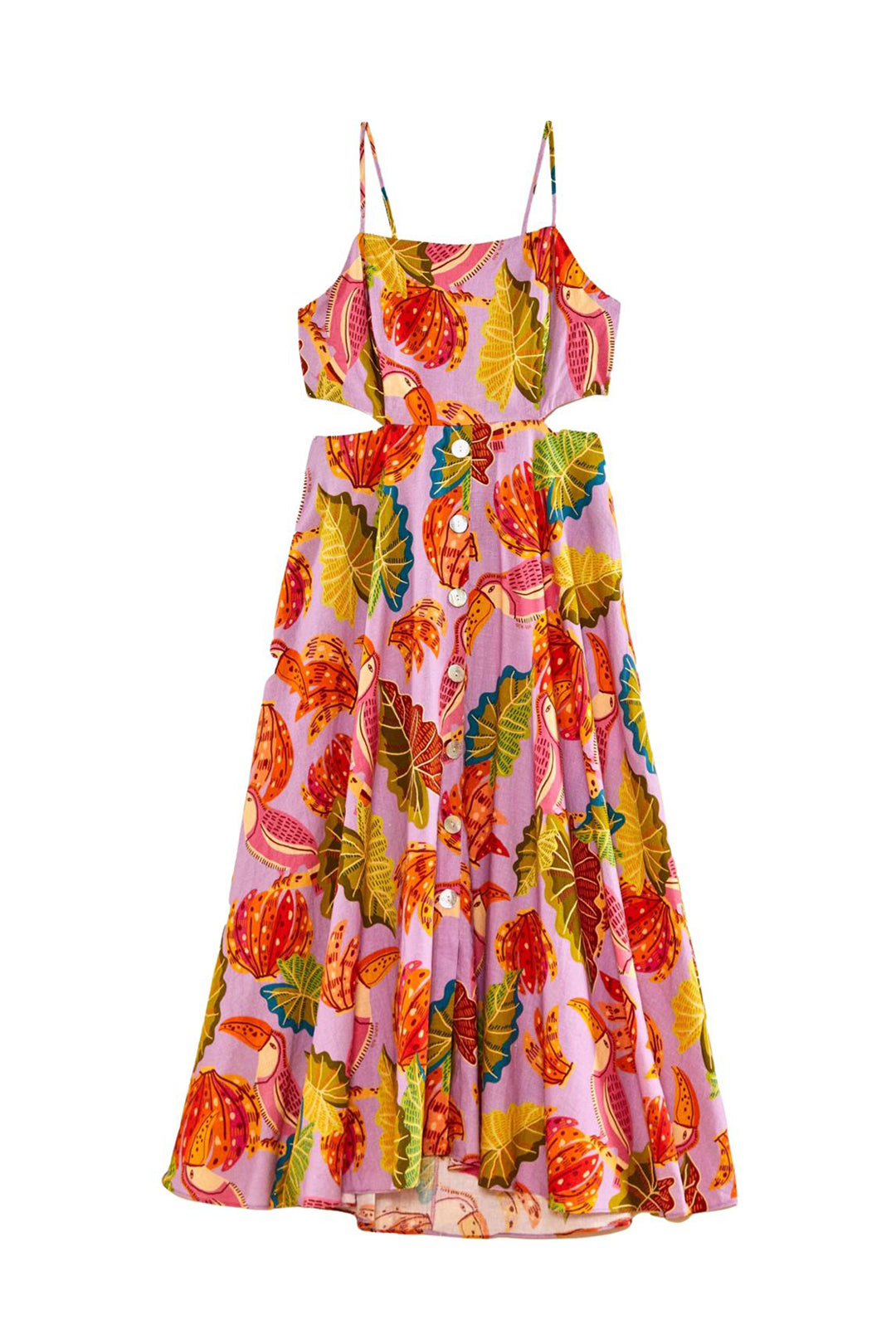 Robe midi Beaks & Bananas en lin - Orange