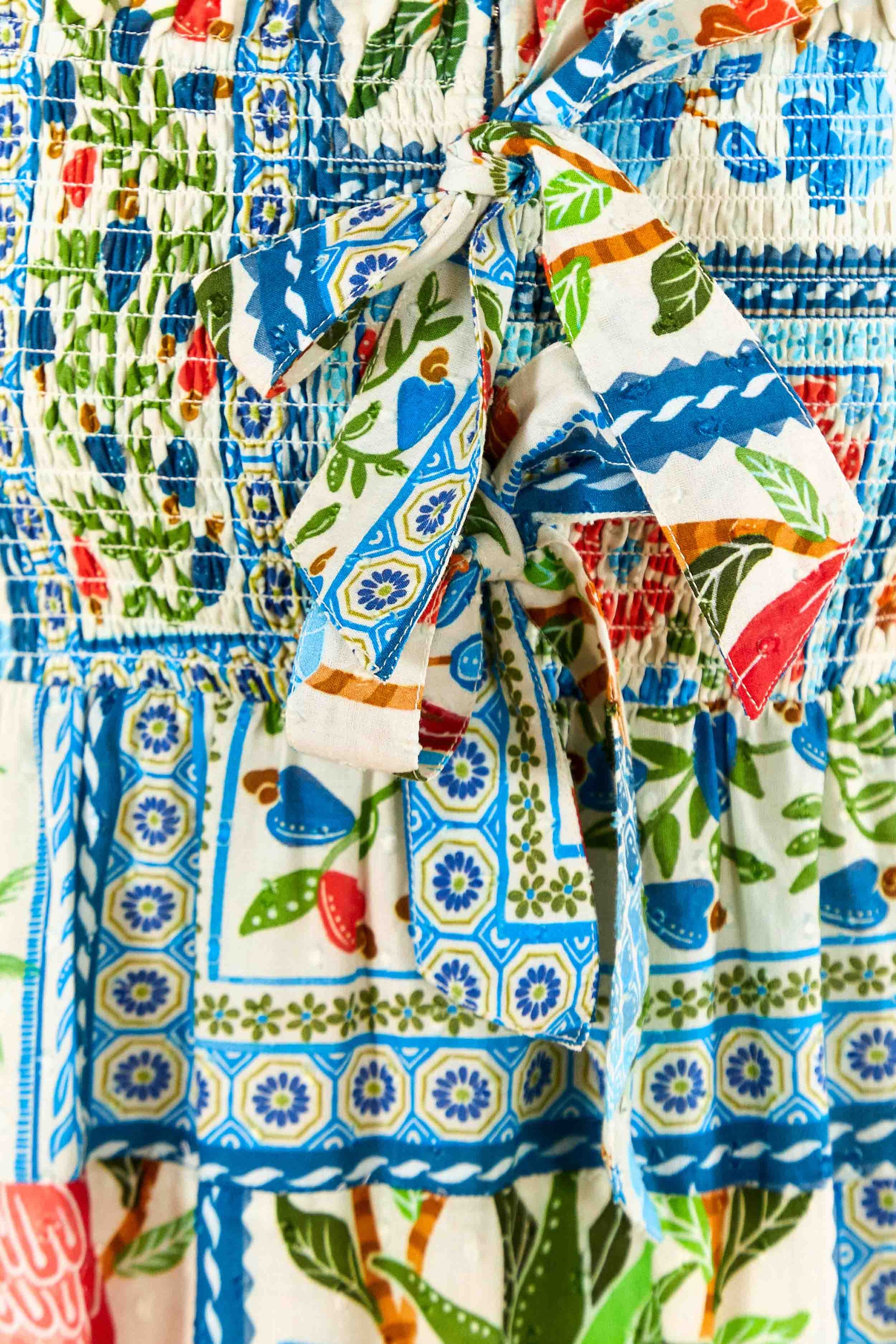 Robe longue Tropical Tiles en coton - Multicolore