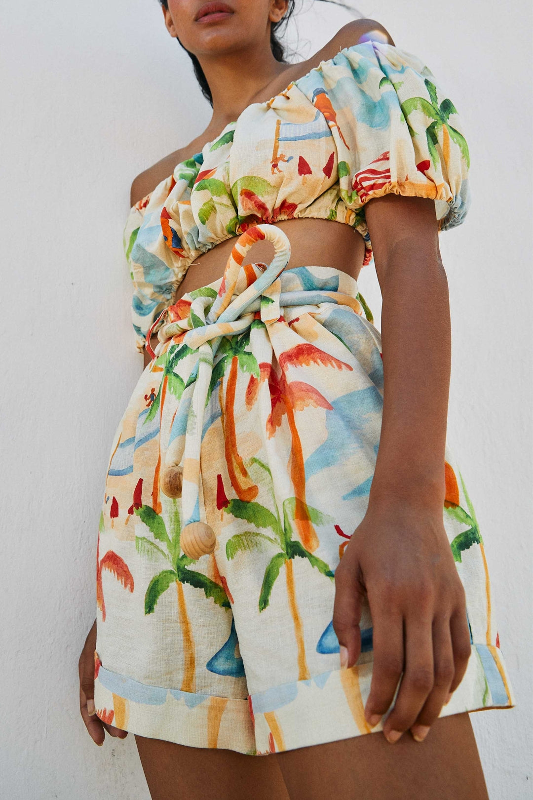 Short Copacabana en lin - Multicolore