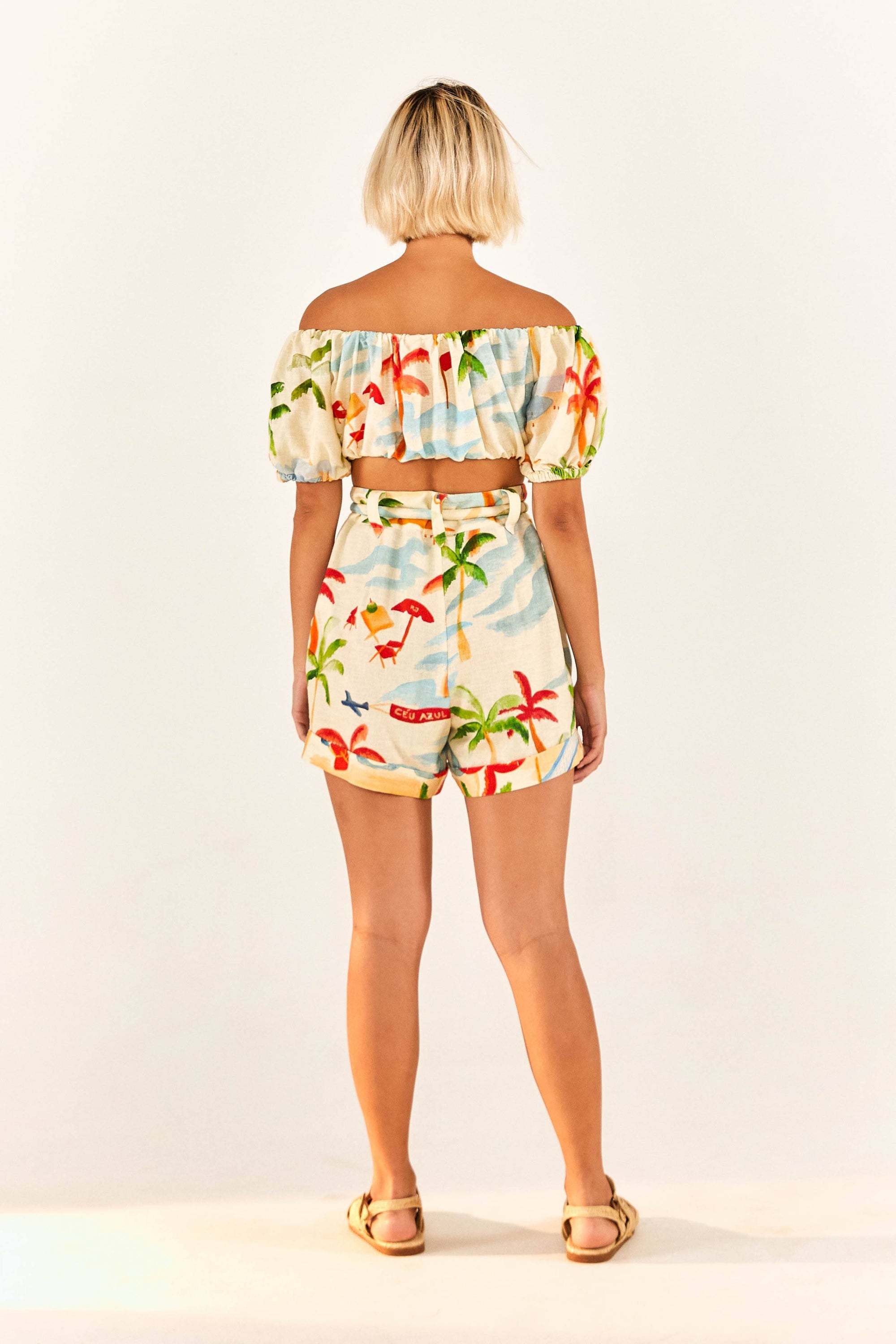 Short Copacabana en lin - Multicolore