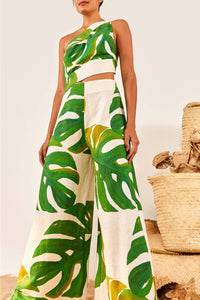 Combinaison Monstera en lin - Vert