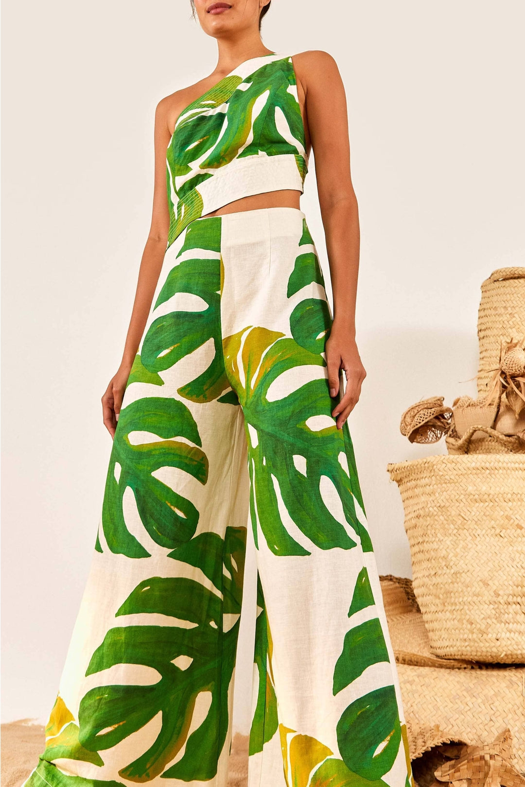 Combinaison Monstera en lin - Vert