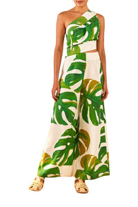Combinaison Monstera en lin - Vert
