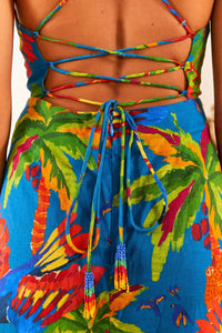 Robe courte Sunny Day en lin - Multicolore