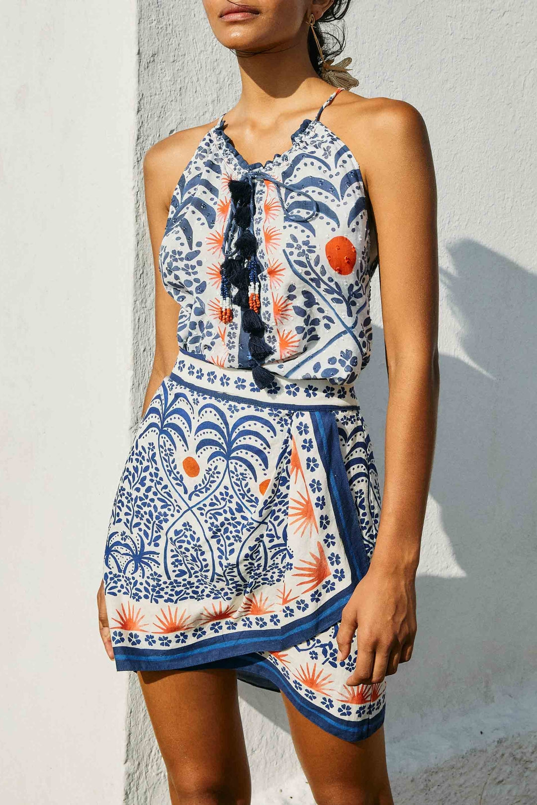 Mini jupe Afternoon Breeze en lin - Multicolore
