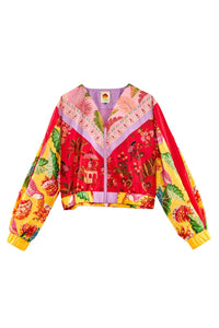 Coupe-vent zippé à motif - Multicolore