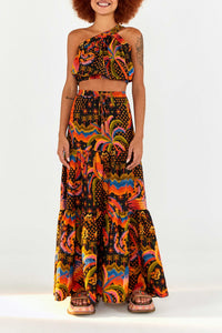 Top court Macaw Island en lin - Multicolore