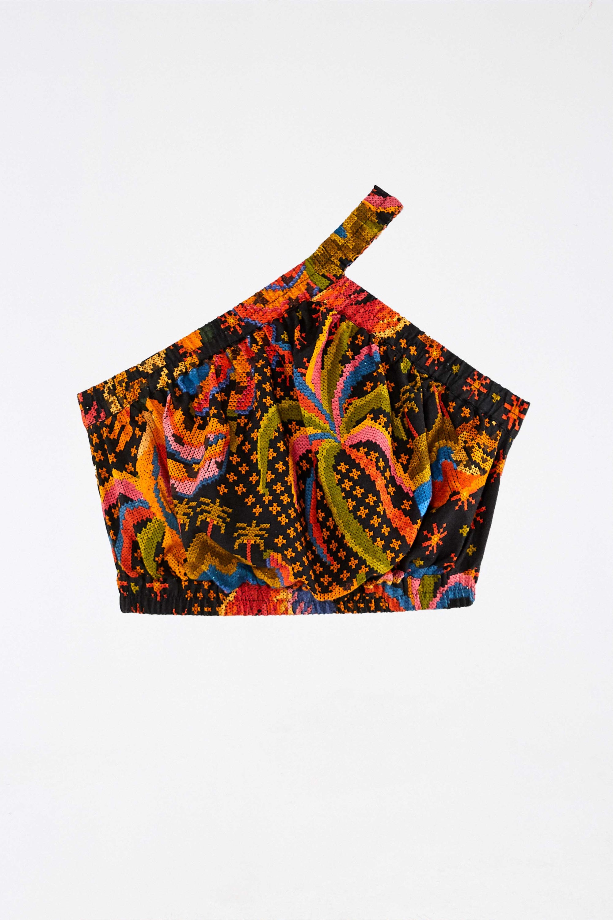 Top court Macaw Island en lin - Multicolore