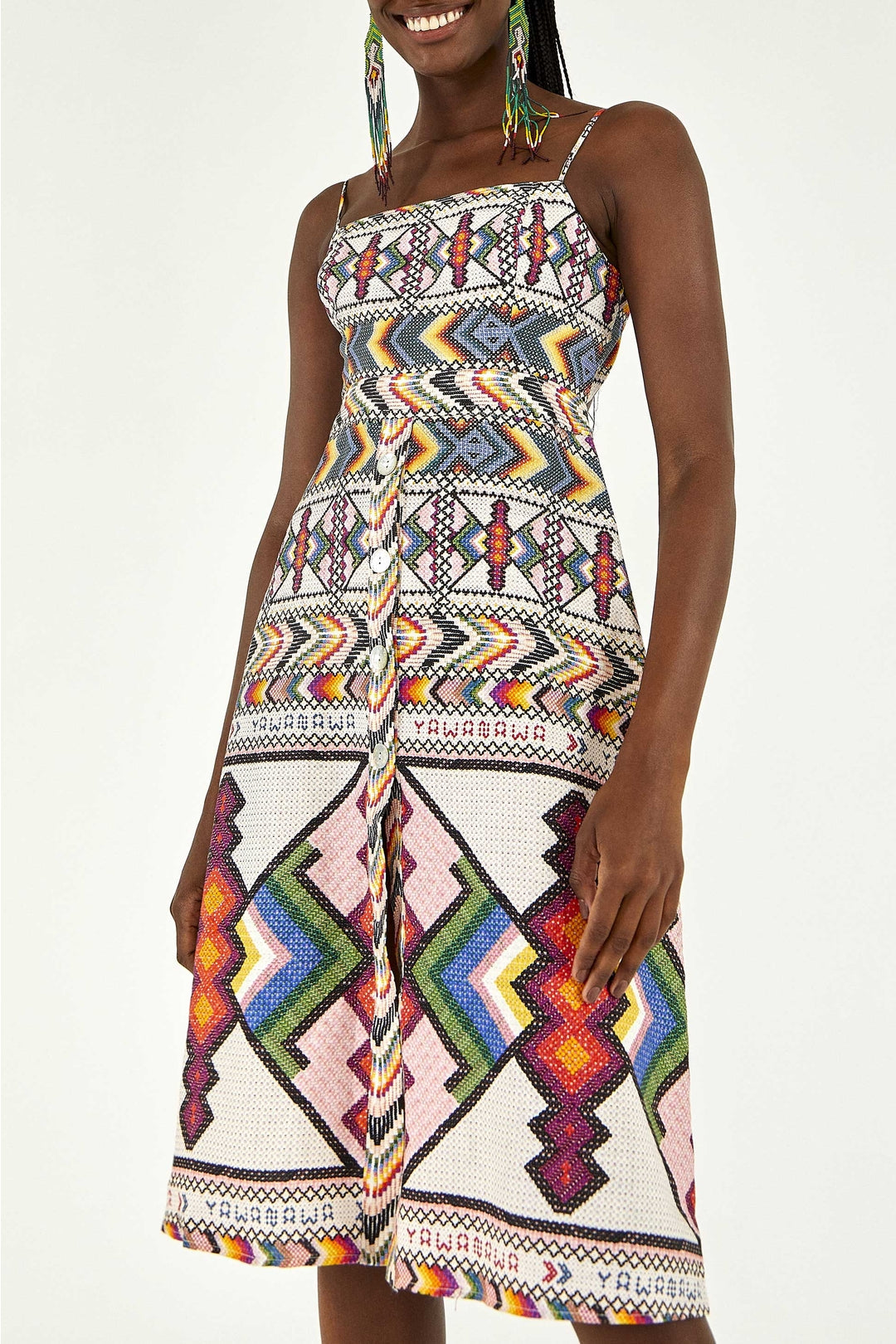 Robe midi Amulette en lin - Multicolore