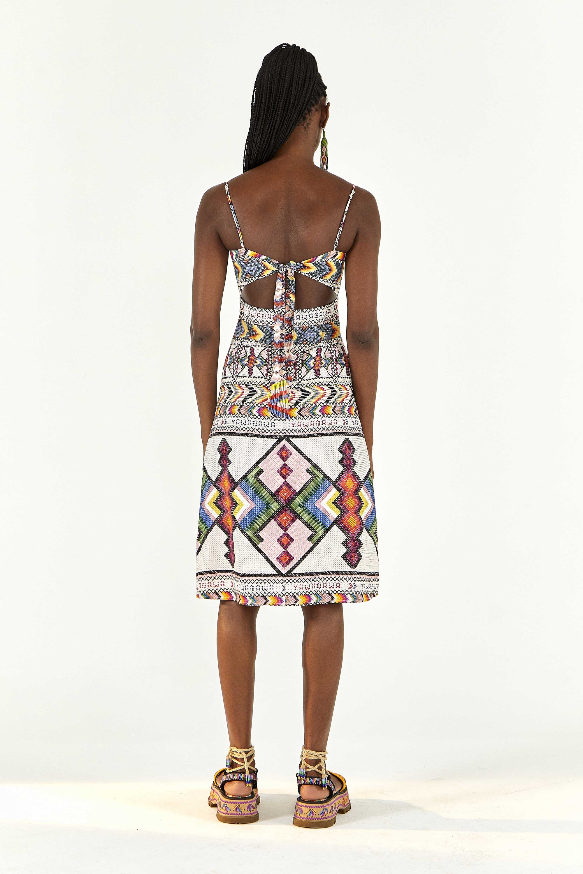 Robe midi Amulette en lin - Multicolore