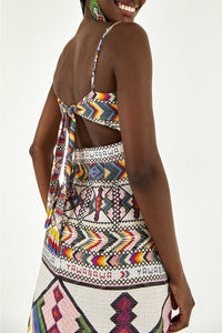 Robe midi Amulette en lin - Multicolore
