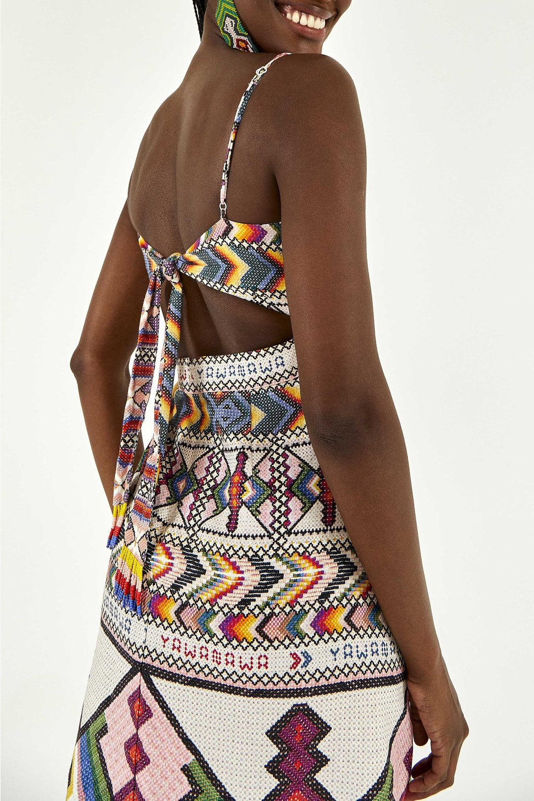 Robe midi Amulette en lin - Multicolore
