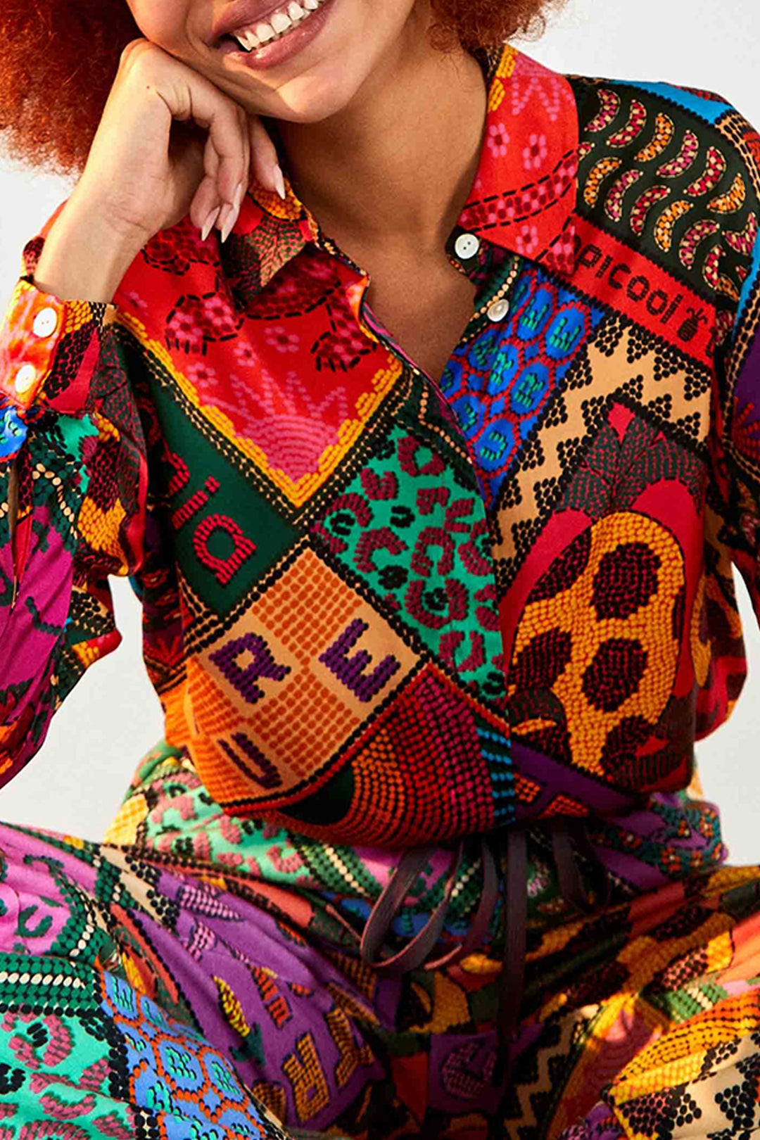 Chemise Dotted Patch Scarf - Multicolore