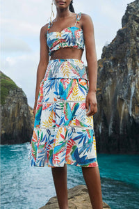 Jupe midi Vent Macaws en coton - Multicolore