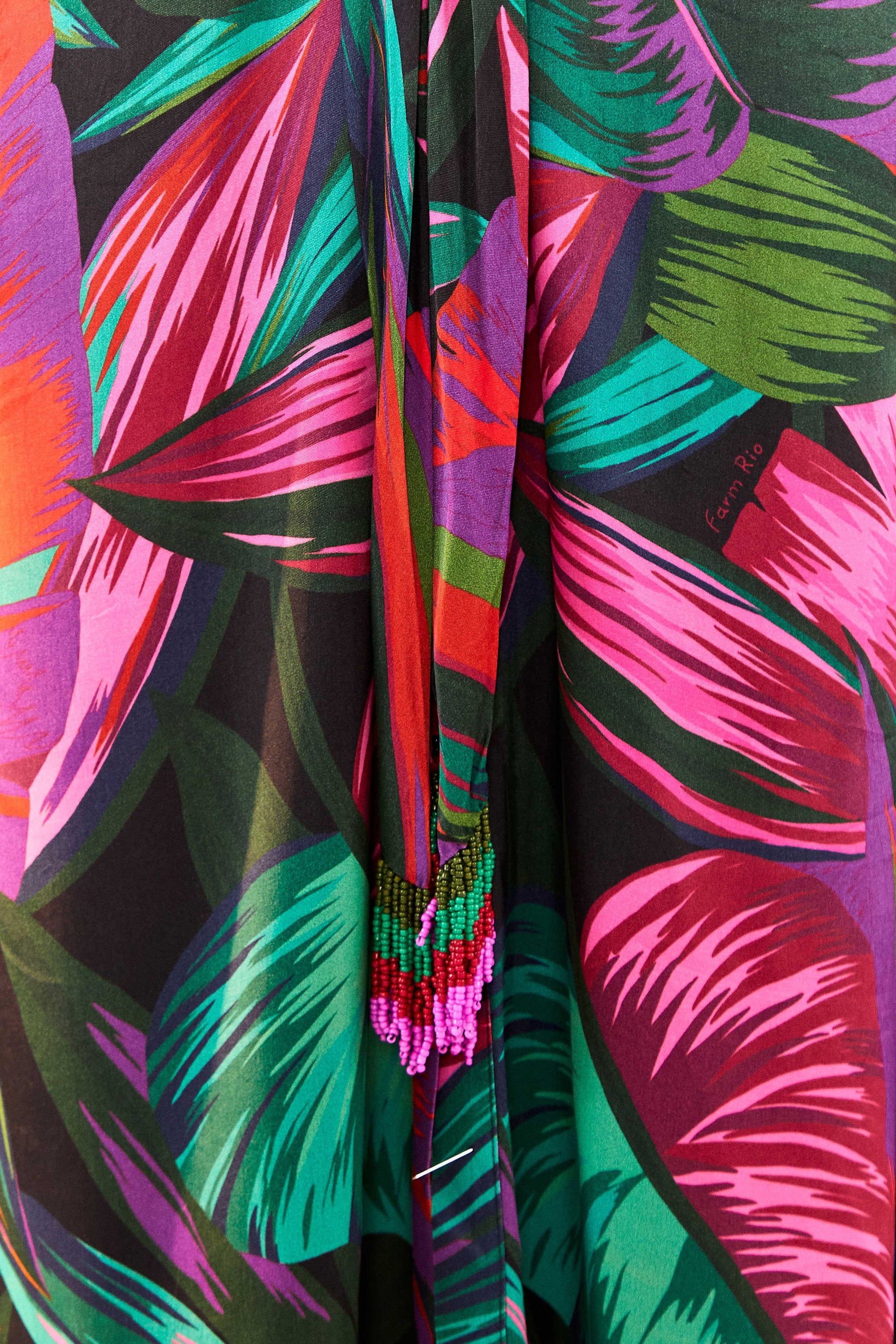 Robe midi Feuilles de minuit - Multicolore