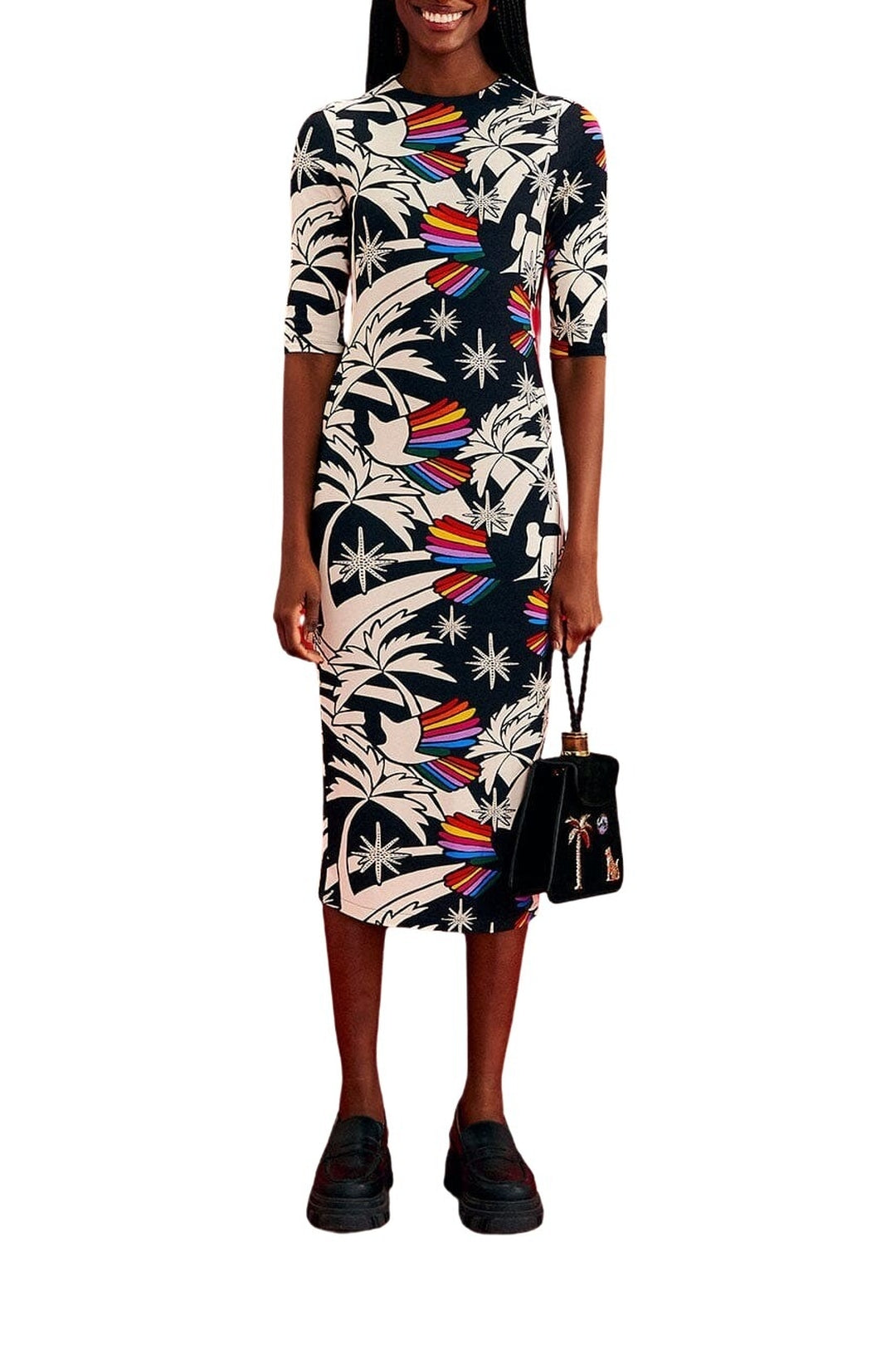 Robe midi Toucans Wave en jersey - Noir