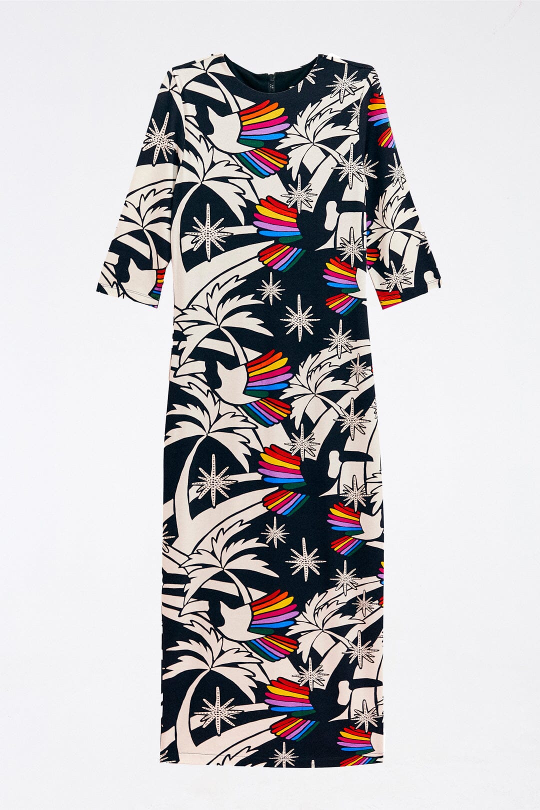 Robe midi Toucans Wave en jersey - Noir