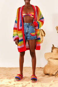 Short Colorful Birds en denim - Bleu