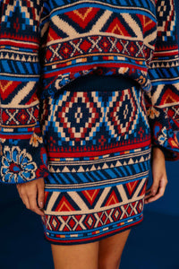 Jupe courte Ainika Tapestry - Bleu
