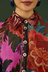 Chemise Flower Scarves à manches longues - Multicolore
