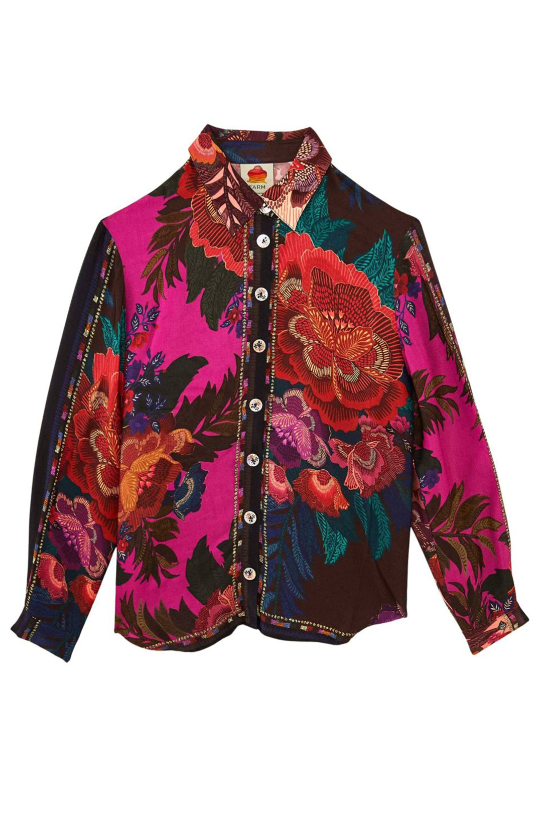 Chemise Flower Scarves à manches longues - Multicolore