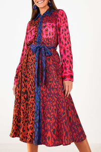 Robe midi Léopard Pop en coton - Multicolore