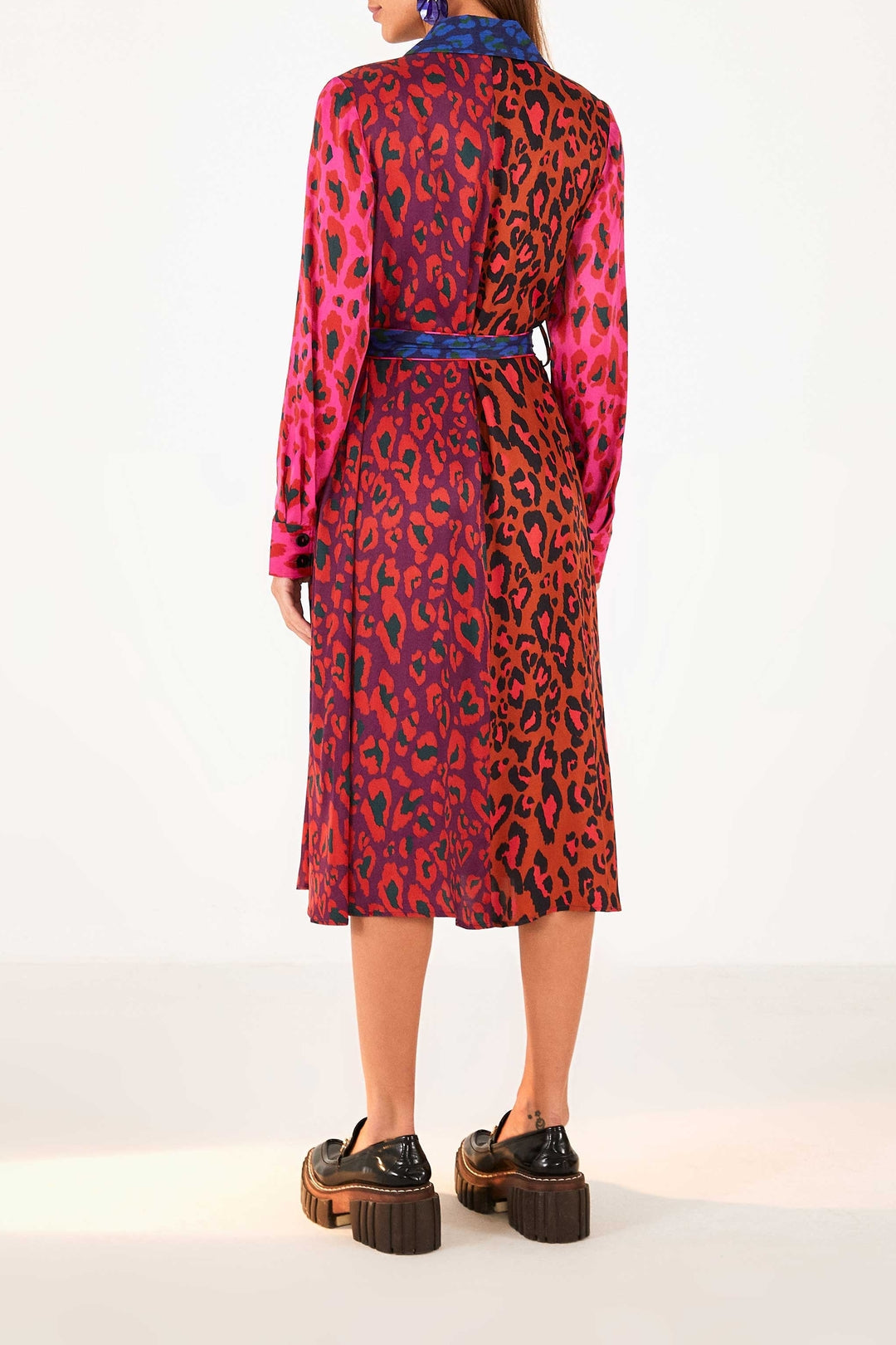 Robe midi Léopard Pop en coton - Multicolore
