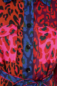 Robe midi Léopard Pop en coton - Multicolore