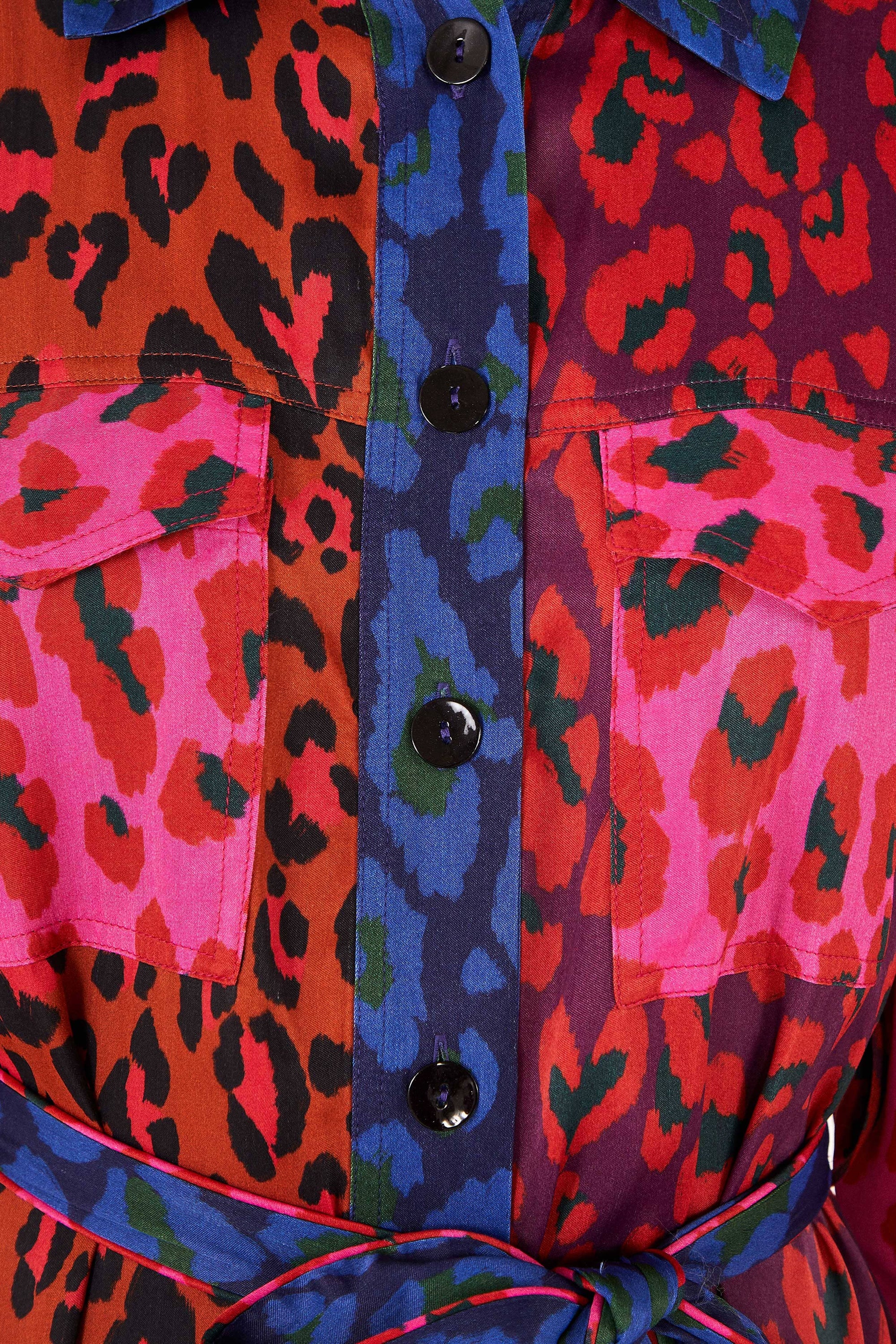 Robe midi Léopard Pop en coton - Multicolore