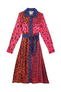 Robe midi Léopard Pop en coton - Multicolore