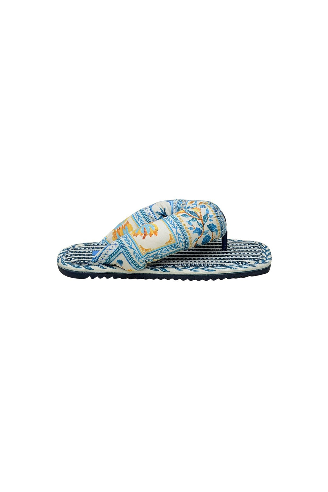 Tongs bouffantes à motif en coton mélangé - Bleu