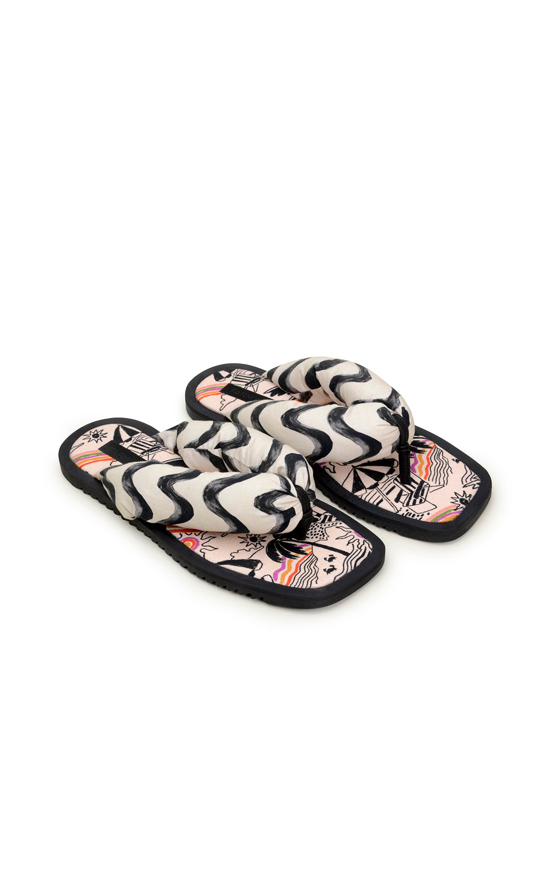 Tongs à motif rayures - Noir