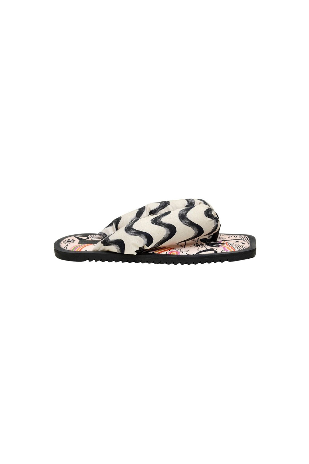 Tongs à motif rayures - Noir