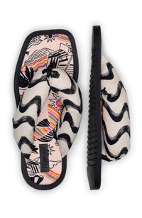 Tongs à motif rayures - Noir