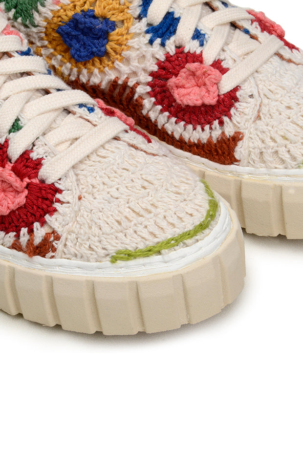 Baskets plates Coucher de soleil à motif crochet en coton - Multicolore