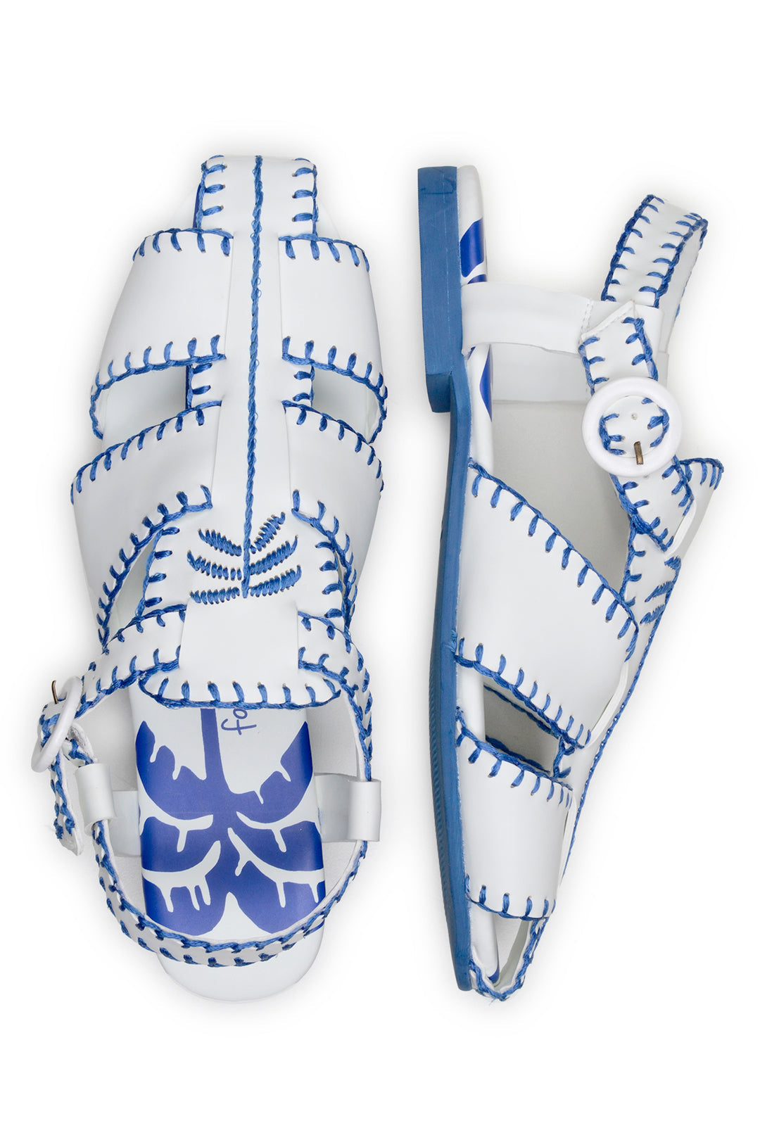 Sandales à motif palmier - Bleu