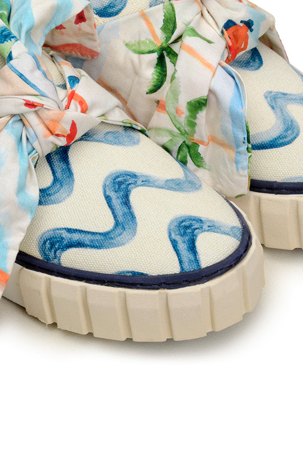 Baskets mules Copacabana avec nœud en coton - Bleu