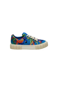 Baskets mules Blue Macaw à plateforme en coton - Bleu