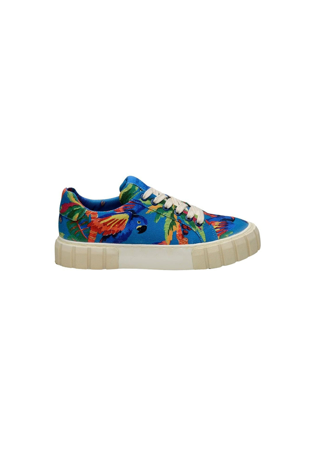 Baskets mules Blue Macaw à plateforme en coton - Bleu