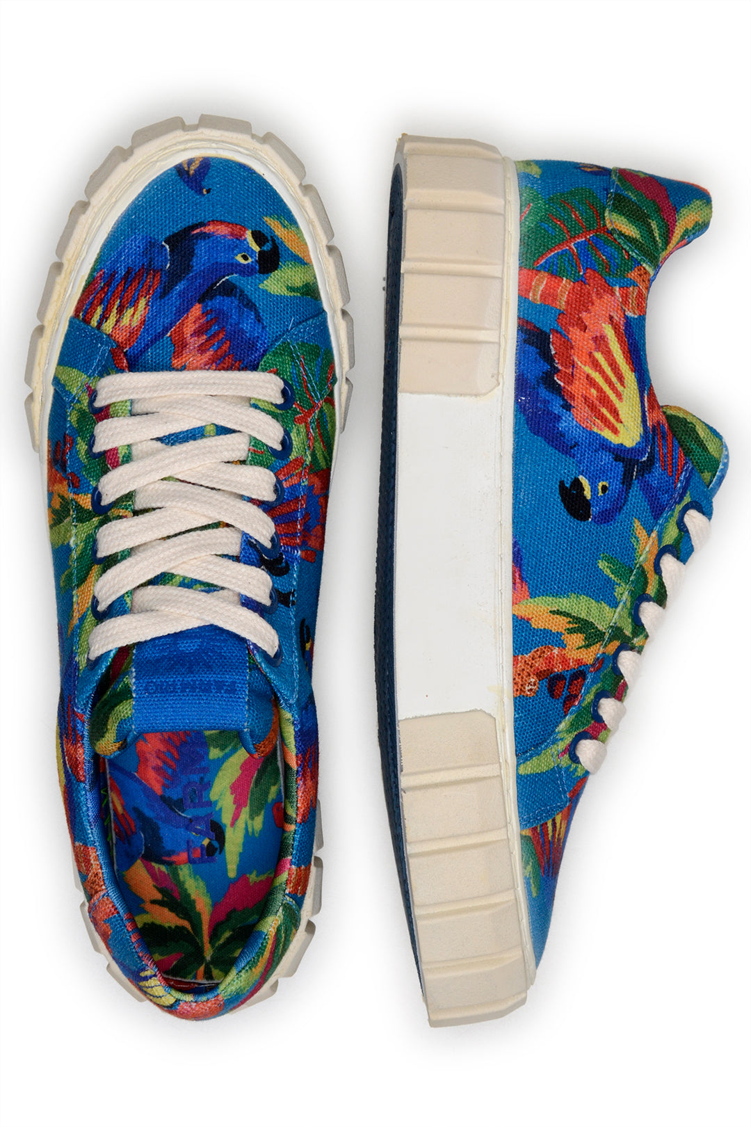 Baskets mules Blue Macaw à plateforme en coton - Bleu