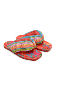 Tongs Toucans bouffantes en crochet - Multicolore