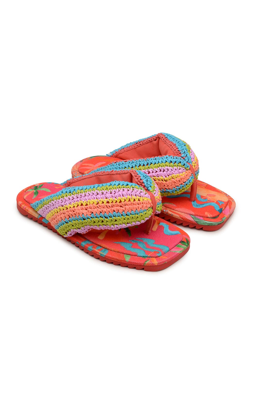 Tongs Toucans bouffantes en crochet - Multicolore