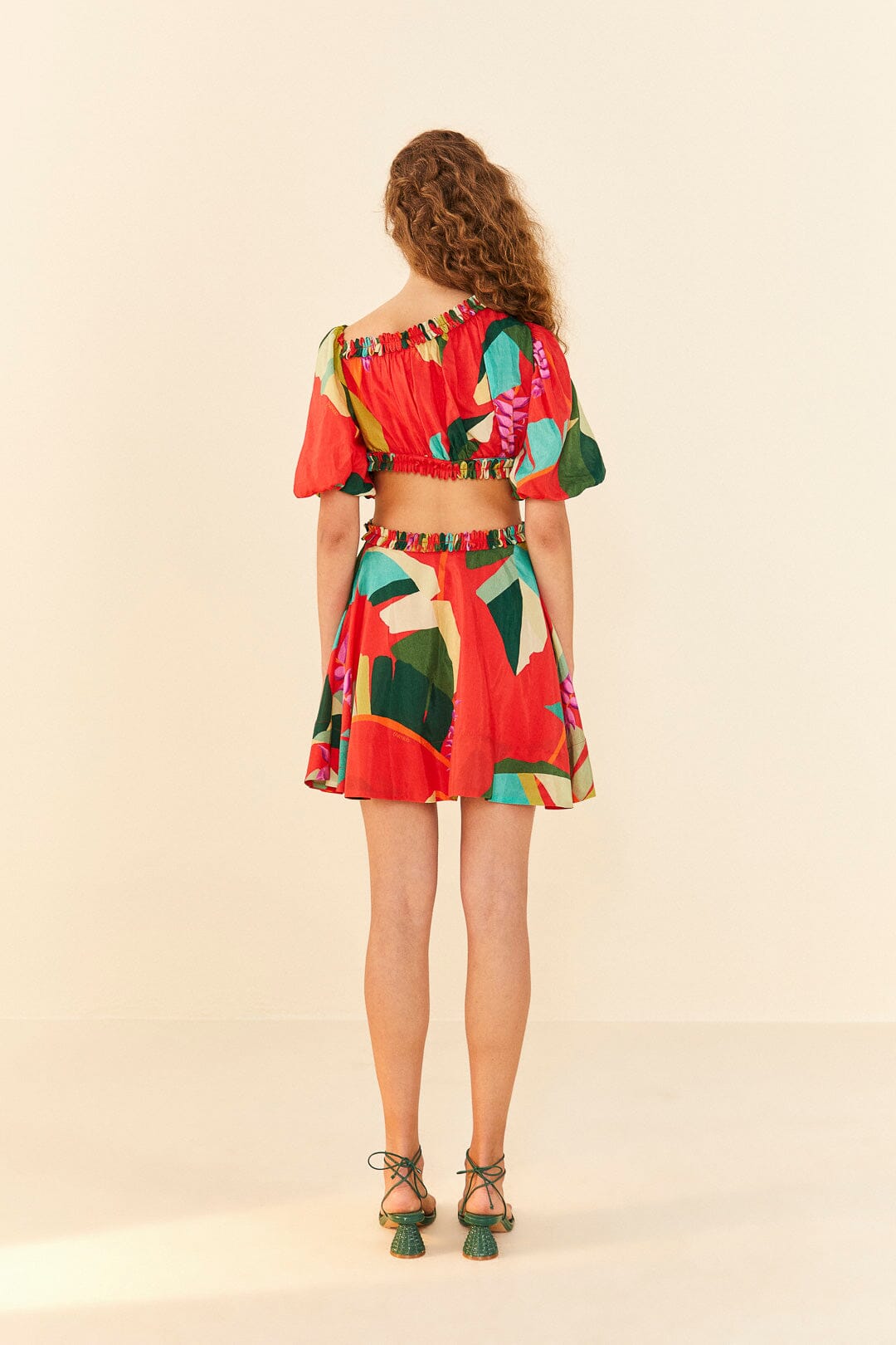 Robe courte Héliconia en coton - Rouge