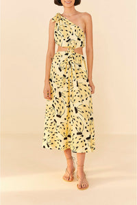 Robe midi Banana bossa en lin - Jaune