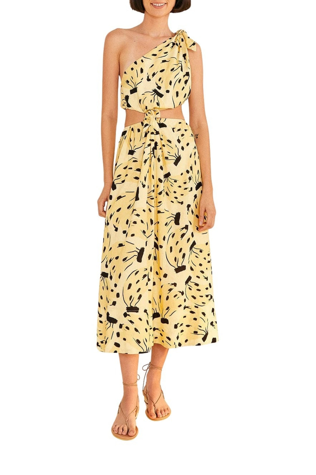 Robe midi Banana bossa en lin - Jaune