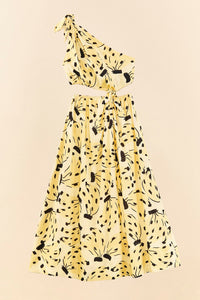 Robe midi Banana bossa en lin - Jaune