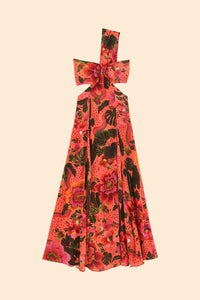 Robe longue Jardin fleuri - Orange