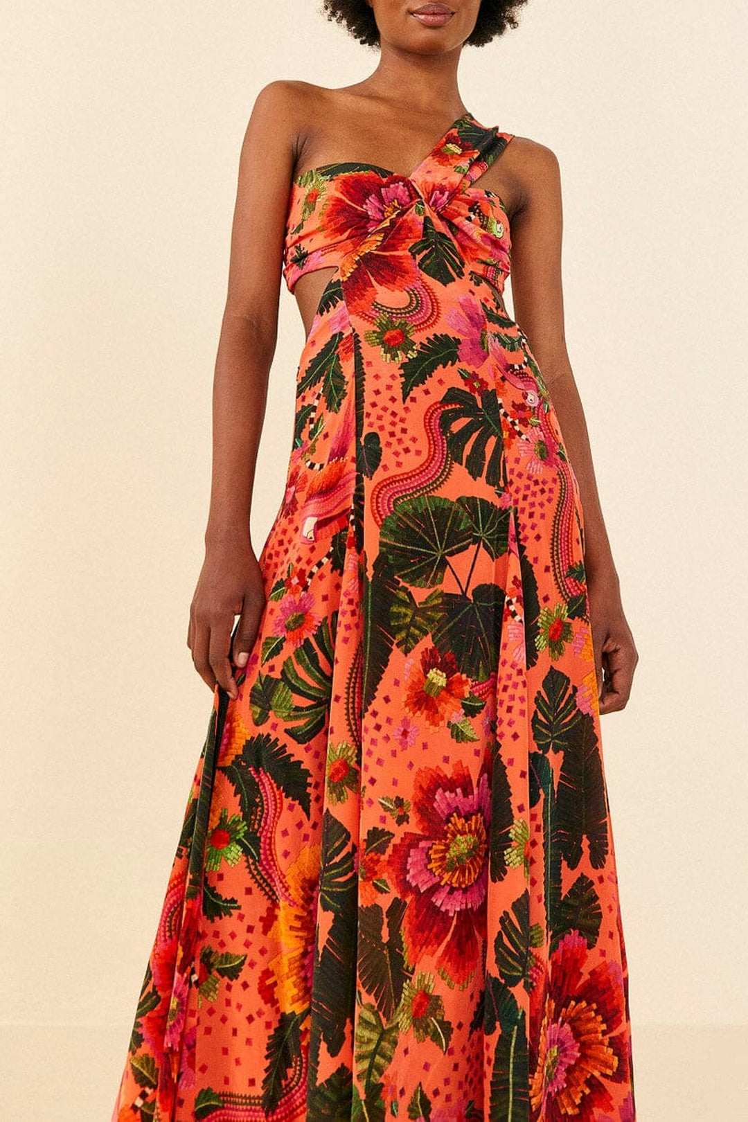 Robe longue Jardin fleuri - Orange